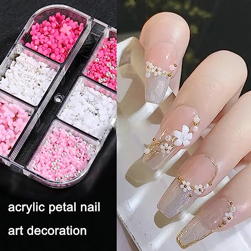 3D Flower Nail Charms Set with Rhinestones & Pearls for Nail Art - BSBTBZ