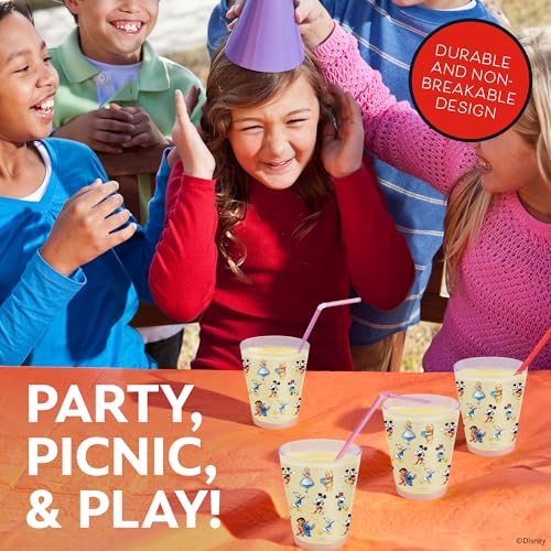 Disney Mickey Plastic Drinking Glasses - 16 oz, 4-Pack, BPA-Free