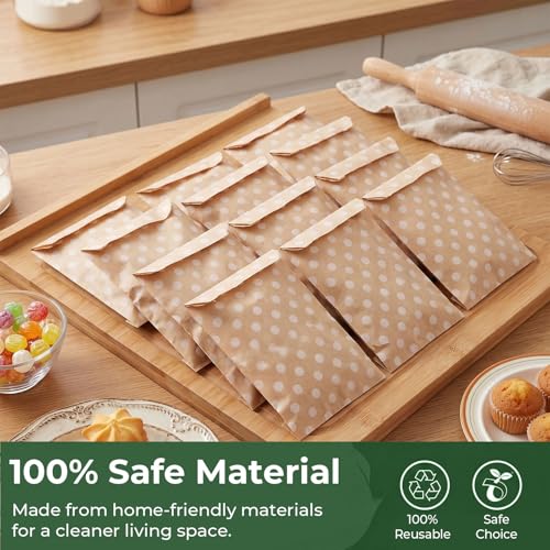 VGOODALL 120PCS Flat Kraft Paper Treat Bags - 5" x 7" Dot Pattern