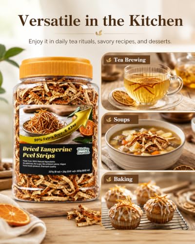 WildSap Emeralds Dried Tangerine Peel Strips - 8.8 oz Natural Citrus