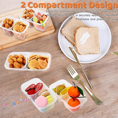 20PCS Double Compartment Snack Containers with Lids - Meal Prep & Food Storage