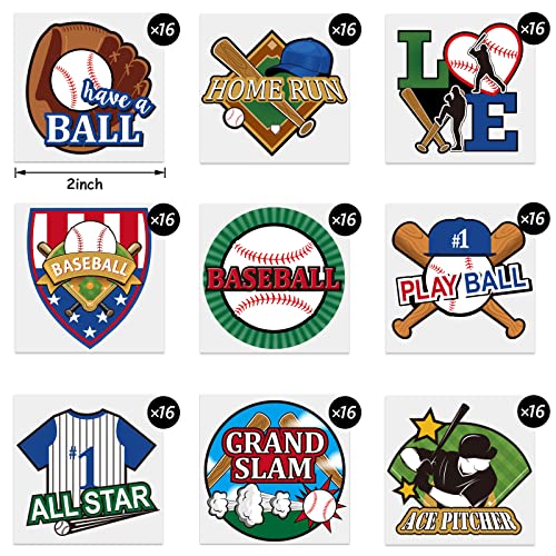 Baseball Temporary Tattoos for Kids - 144 Waterproof Sports Stickers