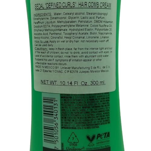 Sedal Defined Curls Hair Comb Cream 300ml, 2 Pack - Coconut Oil & B5