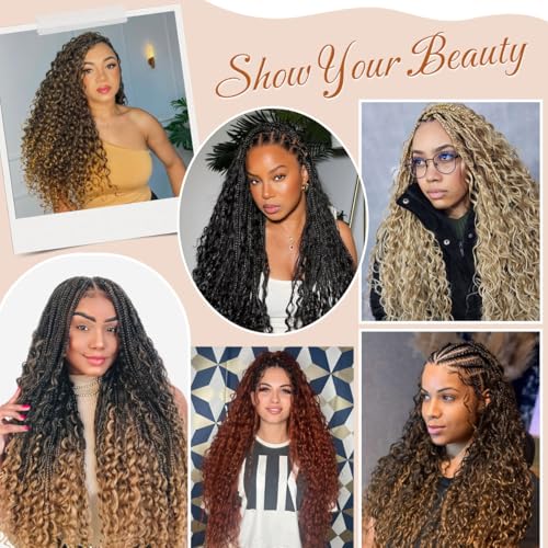 Siphis Pre Stretched Boho Braiding Hair 26 Inch — Black to Brown to Honey Blonde, 5 Pack