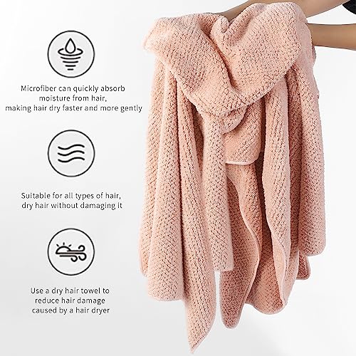 Laojbaba Microfiber Hair Towel 48x24 Inch Quick Dry & Ultra Absorbent - Lotus Root Pink