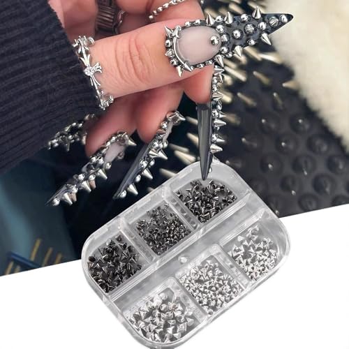 Pizadix Silver & Black Nail Charms Set for Nail Art & DIY Decorations