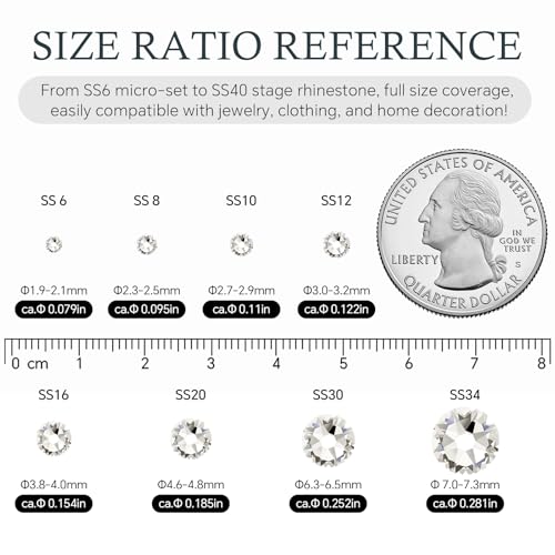 MEIBITE Crystal Clear Flatback Rhinestones SS16, 1440pcs Glass Gemstones