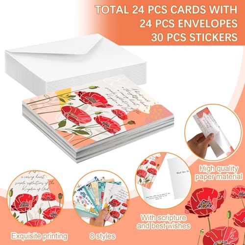 24-Pack Religious Thank You Cards with Envelopes & Stickers