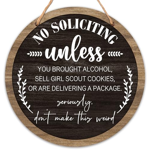 12-Inch Wooden No Soliciting Sign for Front Door - Durable House Decor