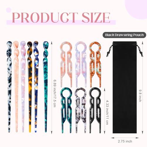 Bright Vintage Acetate U-Shaped Hair Pins Set of 12 for Elegant Updos