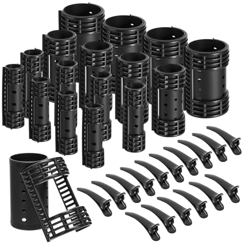 WILLBOND 65Pcs Black Hair Rollers with Clips for Easy Styling