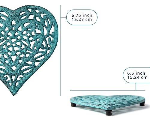Comfify Blue Cast Iron Heart Trivet for Hot Pots & Pans