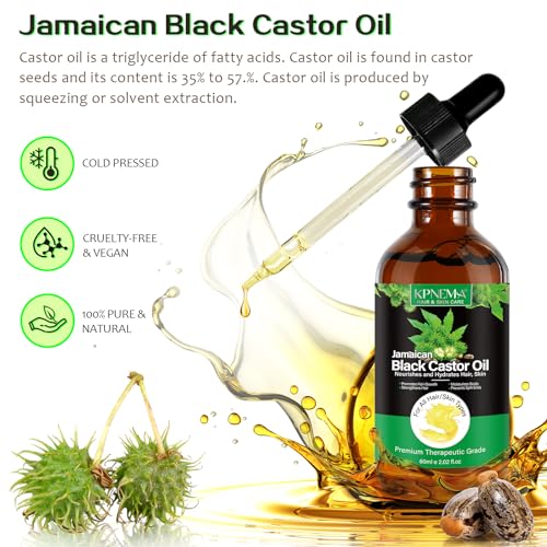 KPNEMA Jamaican Black Castor Oil for Hair Growth - 100% Natural, 2 Pack