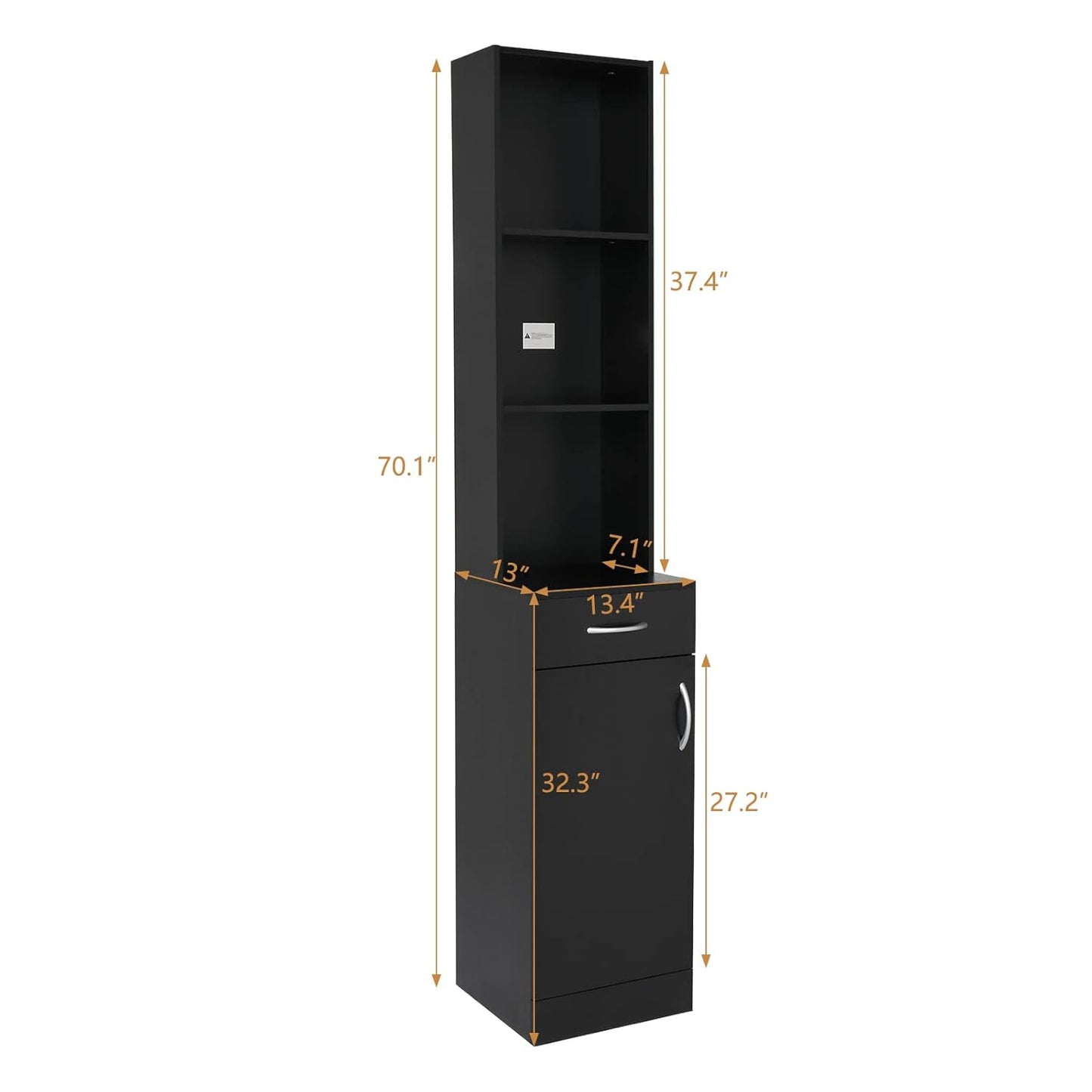 Salon Station - Barber Hair Stylist Storage Cabinet with 5 Compartments & Drawer | Durable MDF, Black