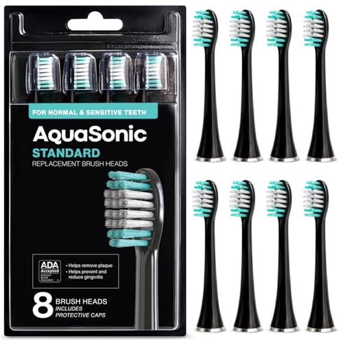 AquaSonic Replacement Brush Heads - 8 Pack Black, ADA Accepted