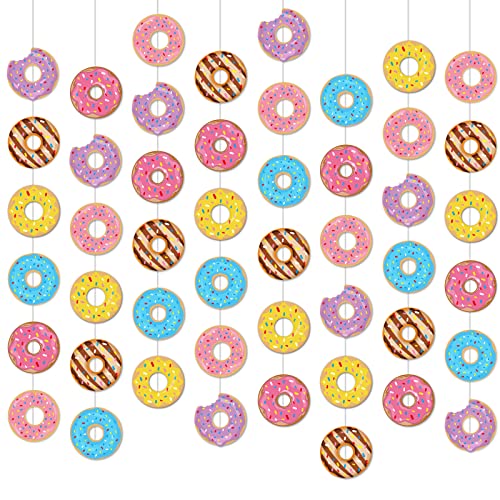 Donut Party Banners Kit - 12 Colorful Hanging Decorations