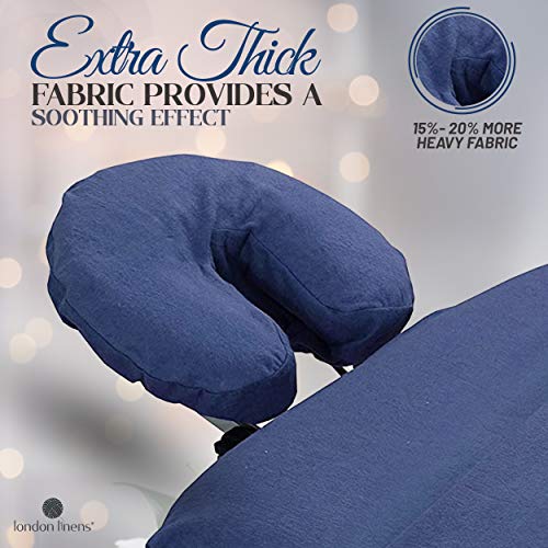 London Linens Pack of 4 Blue Fitted Cotton Flannel Massage Table Covers - Extra Thick & Soft