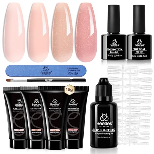Beetles Soft Glam Nail Extension Gel Kit - 4 Colors Poly Gel