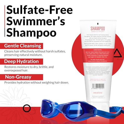 Zealios Swim & Sport Clarifying Shampoo, 8 oz - Chlorine & Salt Removal