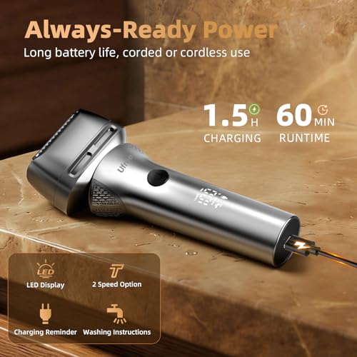 Ufree Electric Foil Shaver for Men, Wet & Dry Cordless Razor with Trimmer