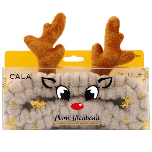Cala Plush Reindeer Headband - Soft, Non-Slip Hair Accessory for Makeup & Skincare