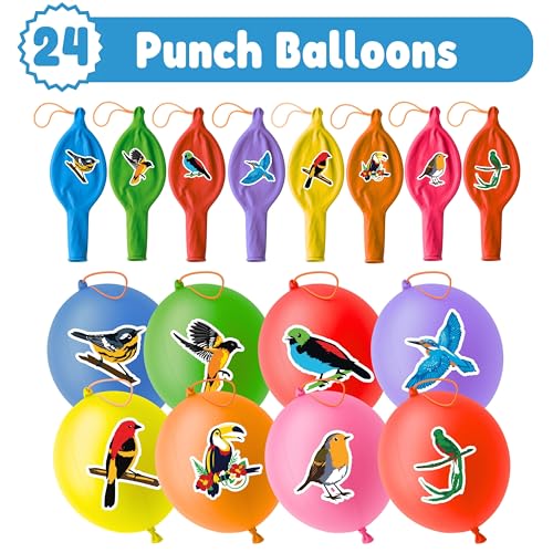 72-Pack Bird Birthday Party Favors with 24 Balloons & 48 Pre-Cut Tattoos