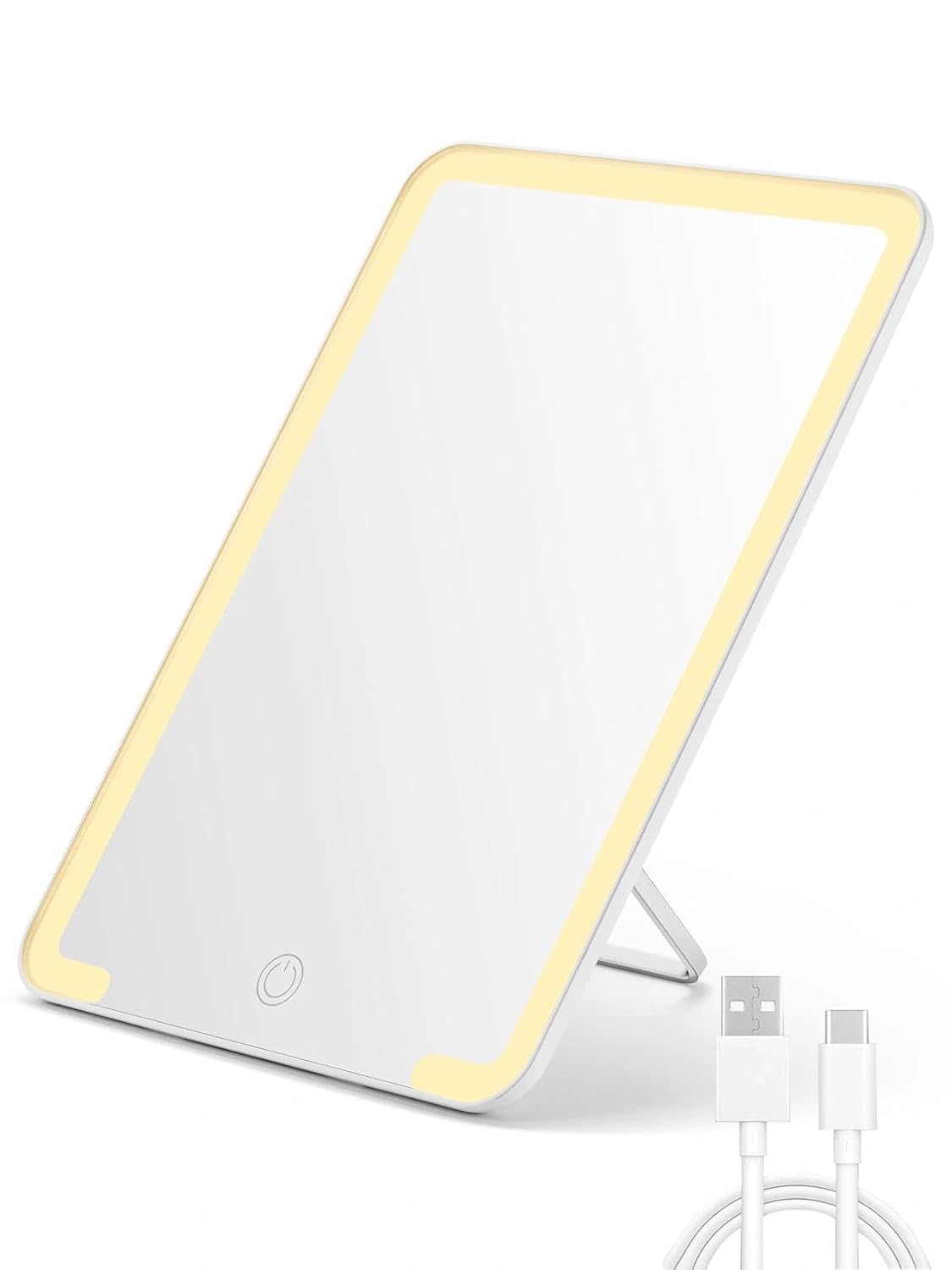 Desk Makeup Mirror - OMIRO 8 x 5 Inches Foldable Table Mirror with Hanging Hole | Pink for Travel and Shaving