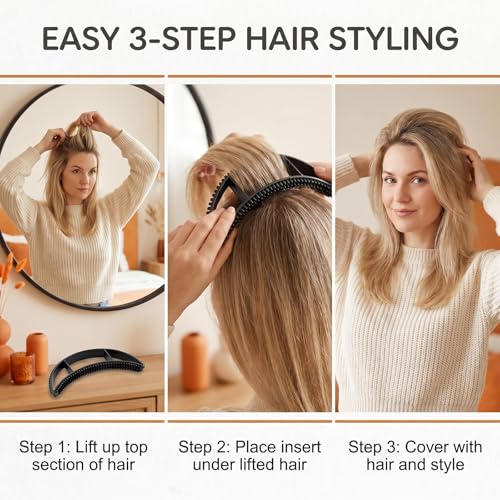 VANTOBEST 5PCS Hair Bump It Set for Volume & Styling, Black