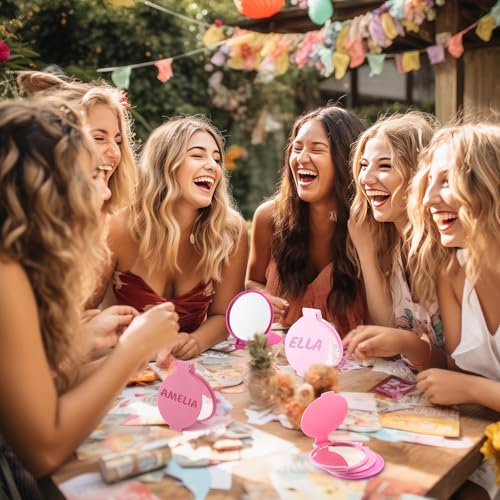 Amyhill Pink Compact Mirrors Bulk 12 Pack - Small Folding Travel Vanity Gift