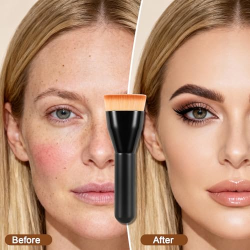 ACMEBEAUTY Black Foundation Flat Top Kabuki Brush for Mature Skin