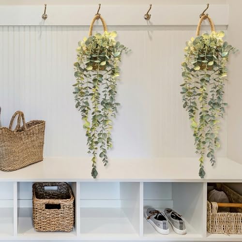 Artificial Eucalyptus Hanging Plant in Jute Wall Planter - 23 Inch