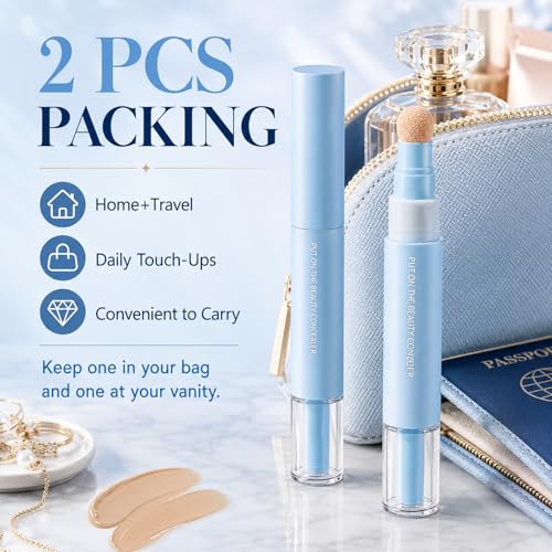 Dual-Action Concealer & Foundation Pen - Long-Lasting 2-in-1 Makeup (Beige, 2pcs)