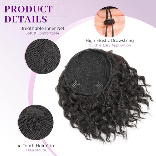 Isaic 8 Inch Curly Drawstring Ponytail Extension - Natural Black