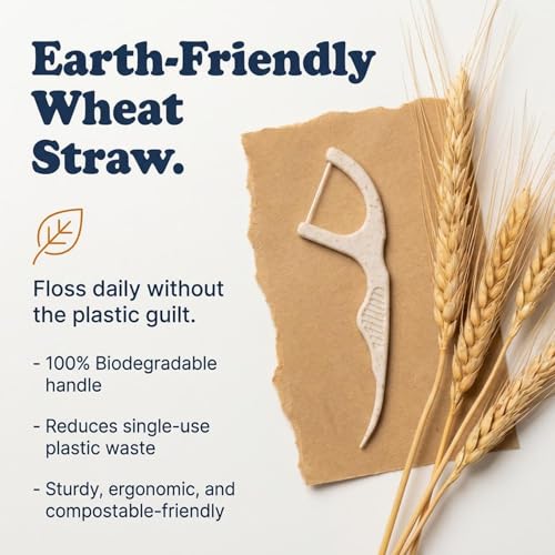 Trueocity Biodegradable Dental Floss Picks – 100ct Eco-Friendly, Strong, Unflavored