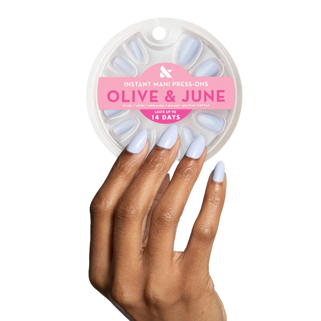 Instant Mani Summer Press-On Nails - Non-Toxic, Long-Lasting | 42 Fake Nails in 21 Sizes | Medium Almond Shape