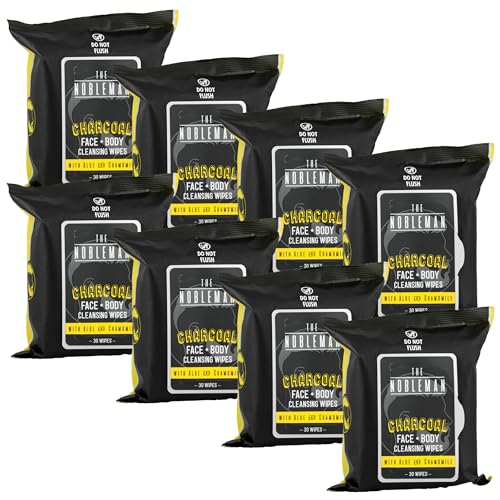 Charcoal Face & Body Cleansing Wipes - 30 Count Pack of 8
