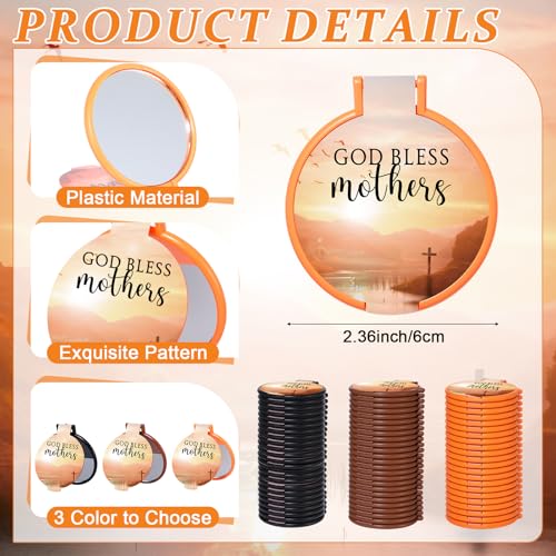 Reallnaive 36 Sets Terracotta Mothers Day Christian Gifts - Compact Mirrors with Bible Cards for Church Events