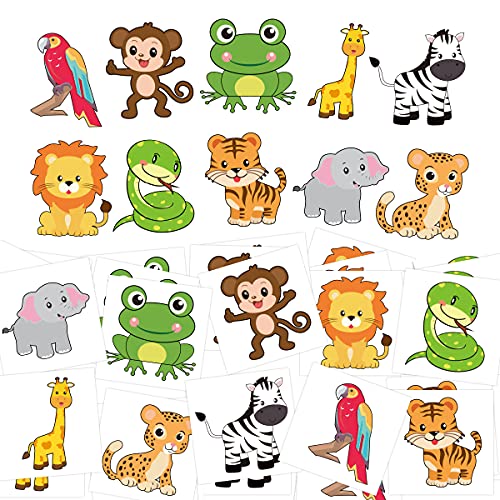 60 Pcs Safari Animal Temporary Tattoos for Kids Birthday Party