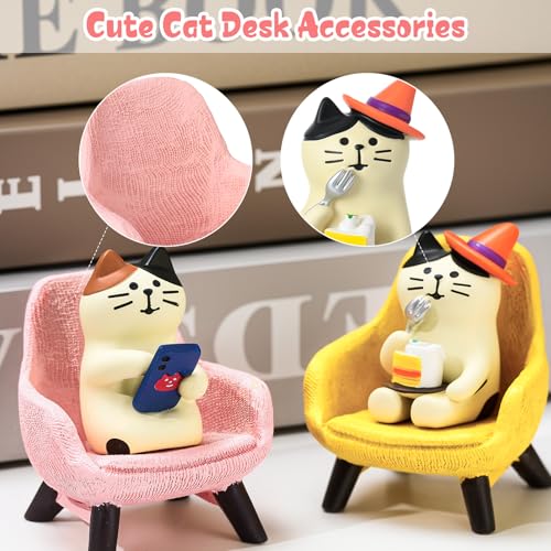 Miniature Cat Figurines Set - 6 Pcs Cute Desk Decor for Cat Lovers