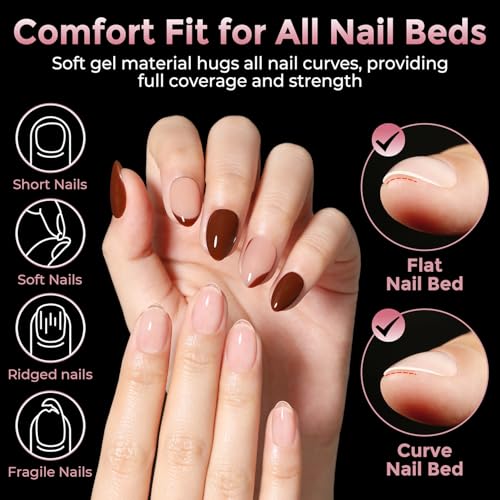 Luckyfairy Extra Short Almond Nail Tips - 240pcs Soft Gel Press-On Nails