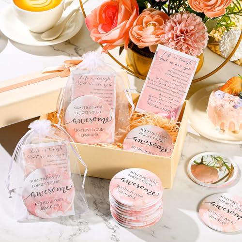 25 Set Inspirational Compact Mirrors Bulk Gift with Cards and Organza Bags