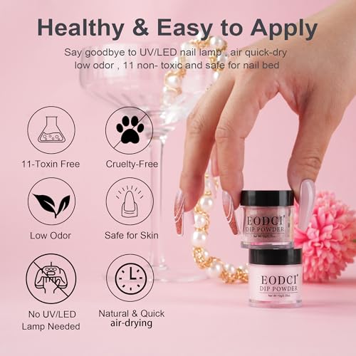 Eodci 6-Color Dip Powder Nail Kit with Base, Top Coat, and Activator
