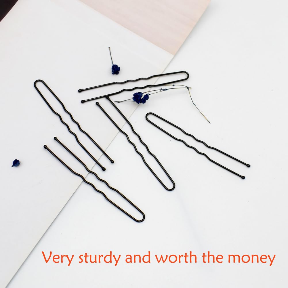 U Shaped Hair Pins - 330 Count Black Bun Pins for Women | 2.4 Inch Hair Accessories with Storage Box