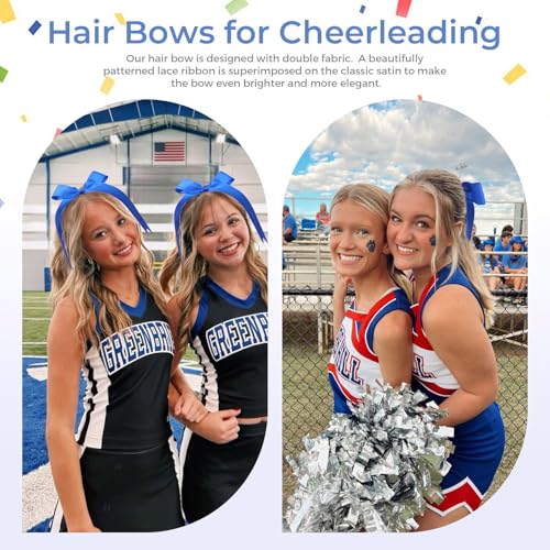 OAOLEER 16pc Cheerleading Hair Bows - Long Tail Grosgrain Ribbon for Girls