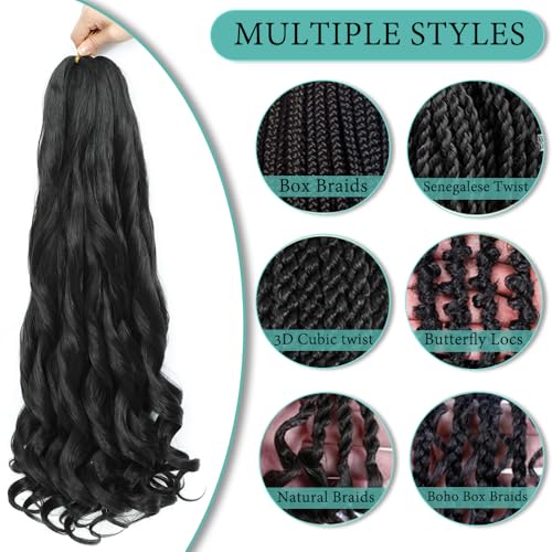French Curl Braiding Hair,24 Inch Curly Hair 8 Packs Bouncy Crochet