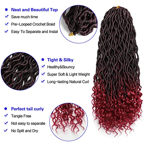 Violet Goddess Locs Crochet Hair 18in 1B 6 Packs Pre-Looped Faux Locs Curly Ends