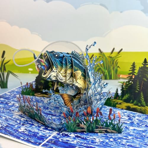 3D Pop-Up Fishing Card for Father's Day | Bass Scene Gift