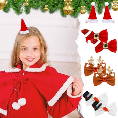 18 Pcs Christmas Hair Clips Set - Tree, Reindeer, Bow Barrettes