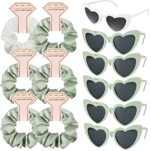 Loanzeg Bridesmaid Gift Set: 6 Satin Scrunchies & Sunglasses Favors