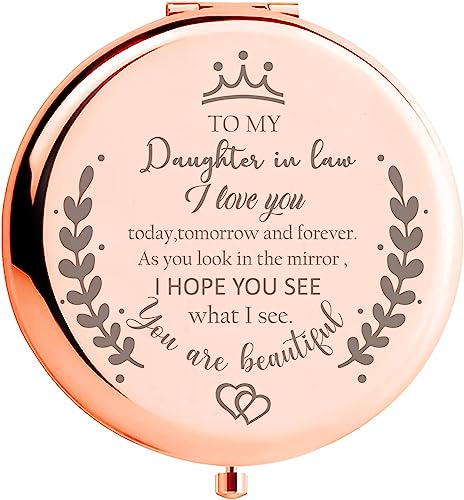 Rose Gold Compact Mirror for Daughter in Law - Mother in Law Gift